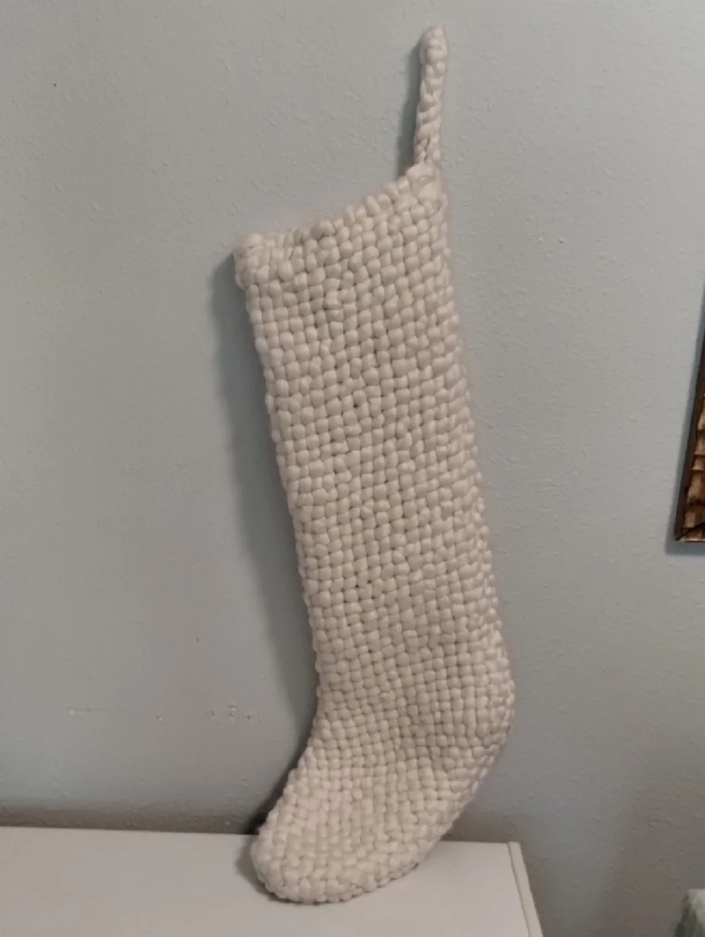 Crate&Barrel Cream Woven Holiday Stocking